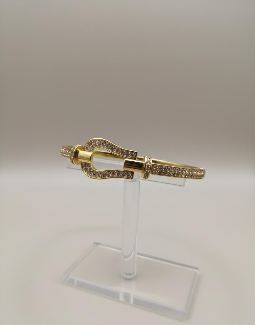 Elegant Gold Openable American Diamond Bracelet for Women – Anti-Tarnish Crystal Kada