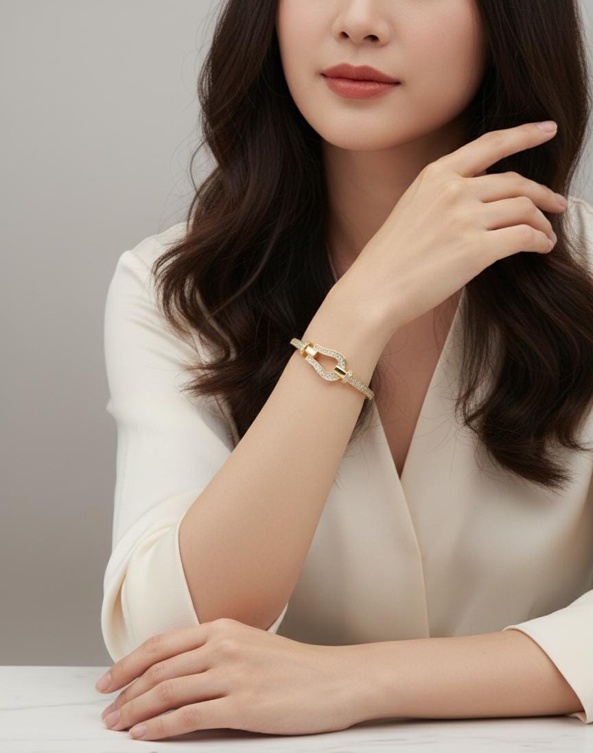 Elegant Gold Openable American Diamond Bracelet for Women – Anti-Tarnish Crystal Kada