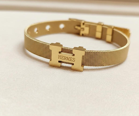 Luxury Gold Mesh Watch Style Bracelet – Anti Tarnish Adjustable Stainless Steel Bracelet for Women