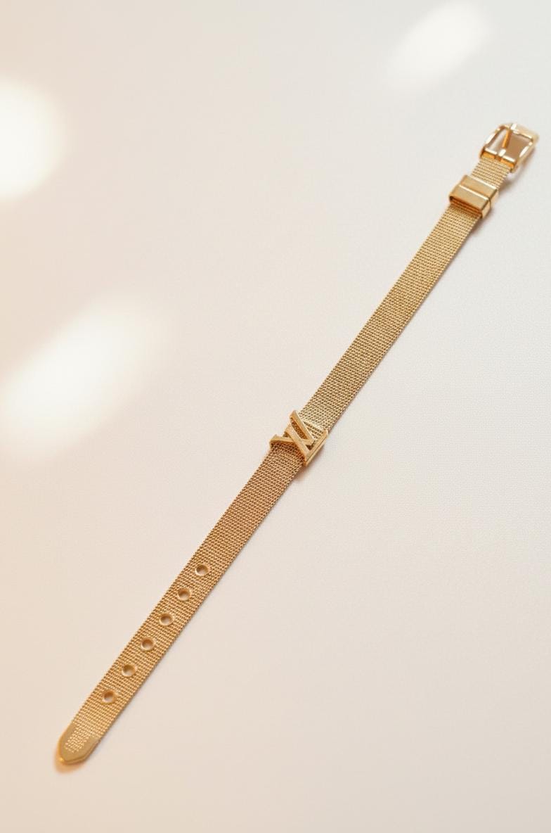Luxury Gold Mesh Designer Watch Style Bracelet – Anti Tarnish Adjustable Stainless Steel Bracelet for Women