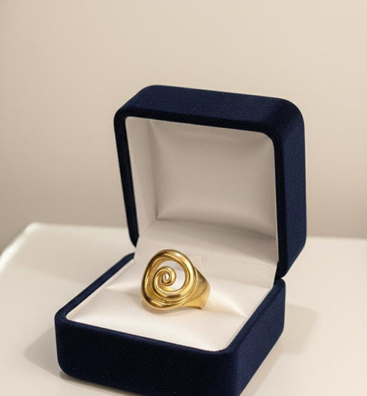 Anti Tarnish Gold Spiral Statement Ring for Women