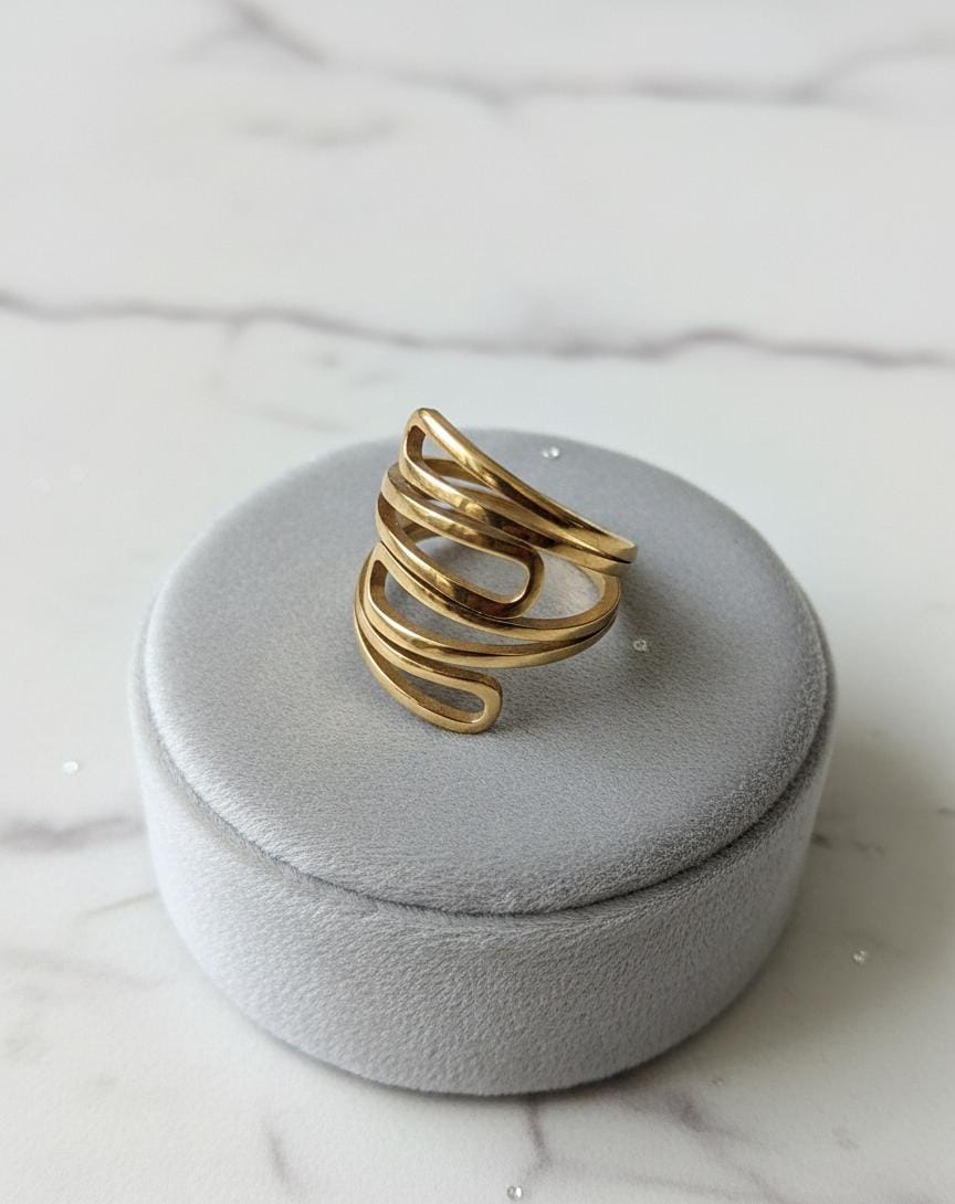 Anti Tarnish Gold Abstract Wrap Ring for Women
