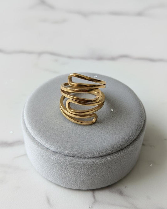 Anti Tarnish Gold Abstract Wrap Ring for Women