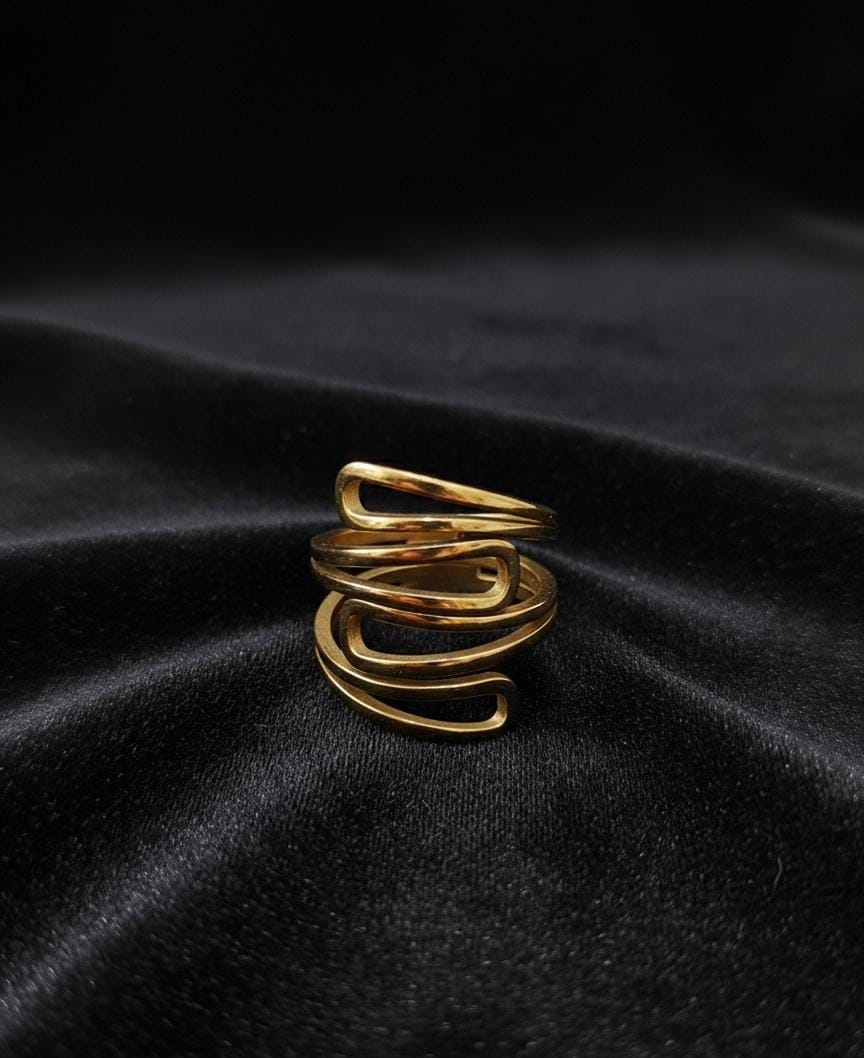Anti Tarnish Gold Abstract Wrap Ring for Women