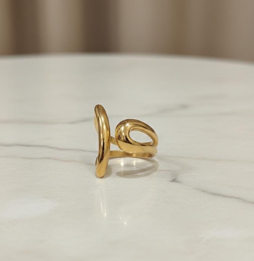 Anti Tarnish Gold Geometric Open Ring for Women