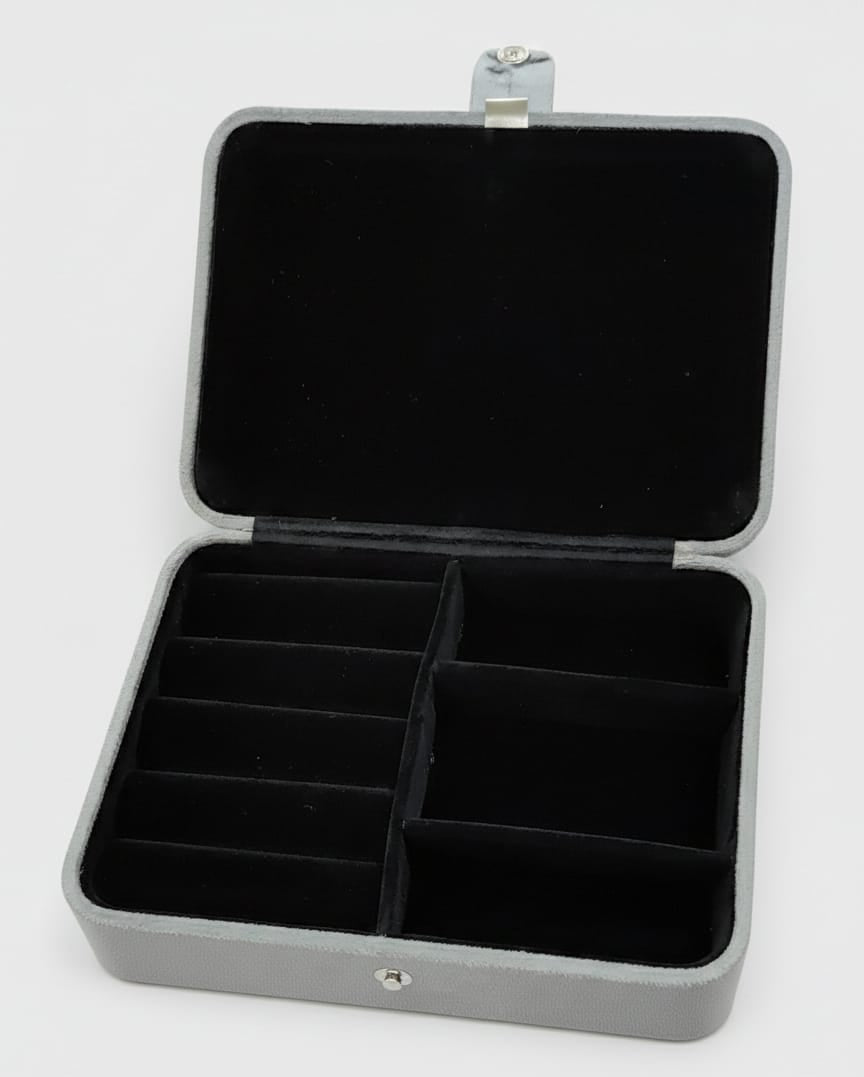 Luxury Multi-Layer Jewellery Organizer Box with Earring Holder – Large Travel & Vanity Storage Case (Grey & Black)