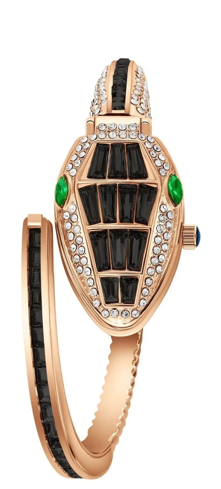 Black & Green Snake Design Anti-Tarnish Bracelet Watch for Women – Crystal Openable Cuff Watch