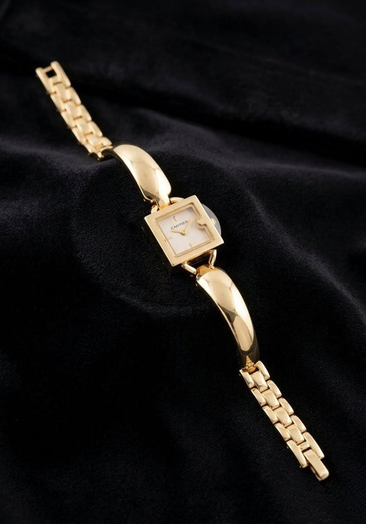 Minimalist Gold Bracelet Watch – Anti Tarnish Square Dial Jewellery Watch for Women