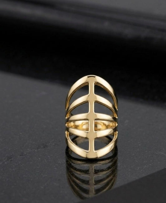 Geometric Gold Statement Ring – Minimalist Designer Ring for Women