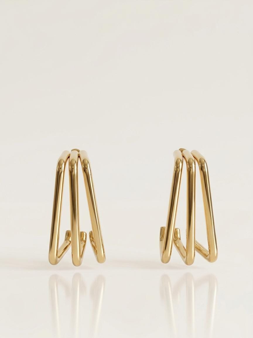 Anti-Tarnish Gold Square Hoop Earrings for Women – Minimal Geometric Stud Earrings