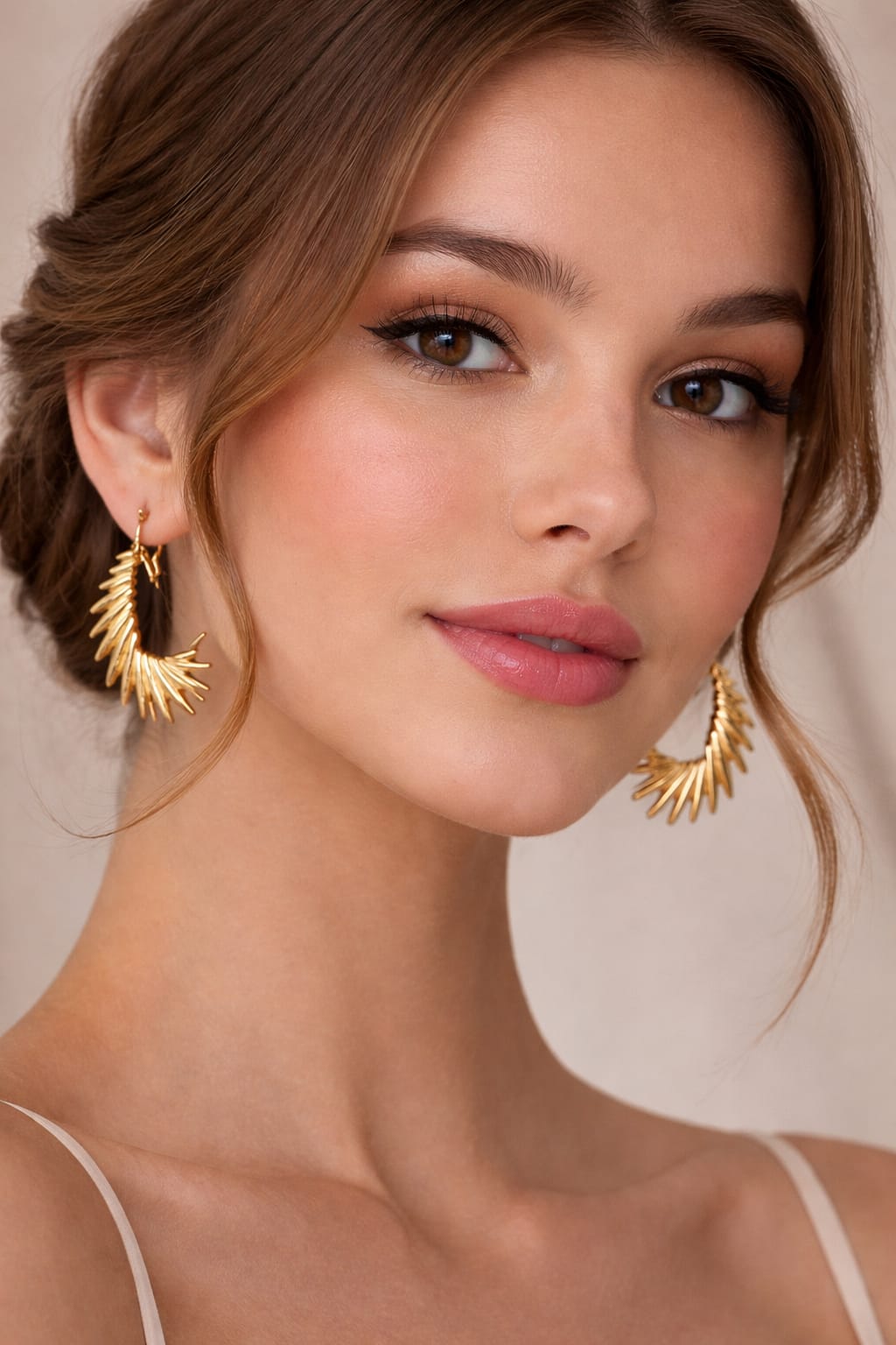 Anti-Tarnish Gold Textured Hoop Earrings for Women – Statement Spike Design Hoops