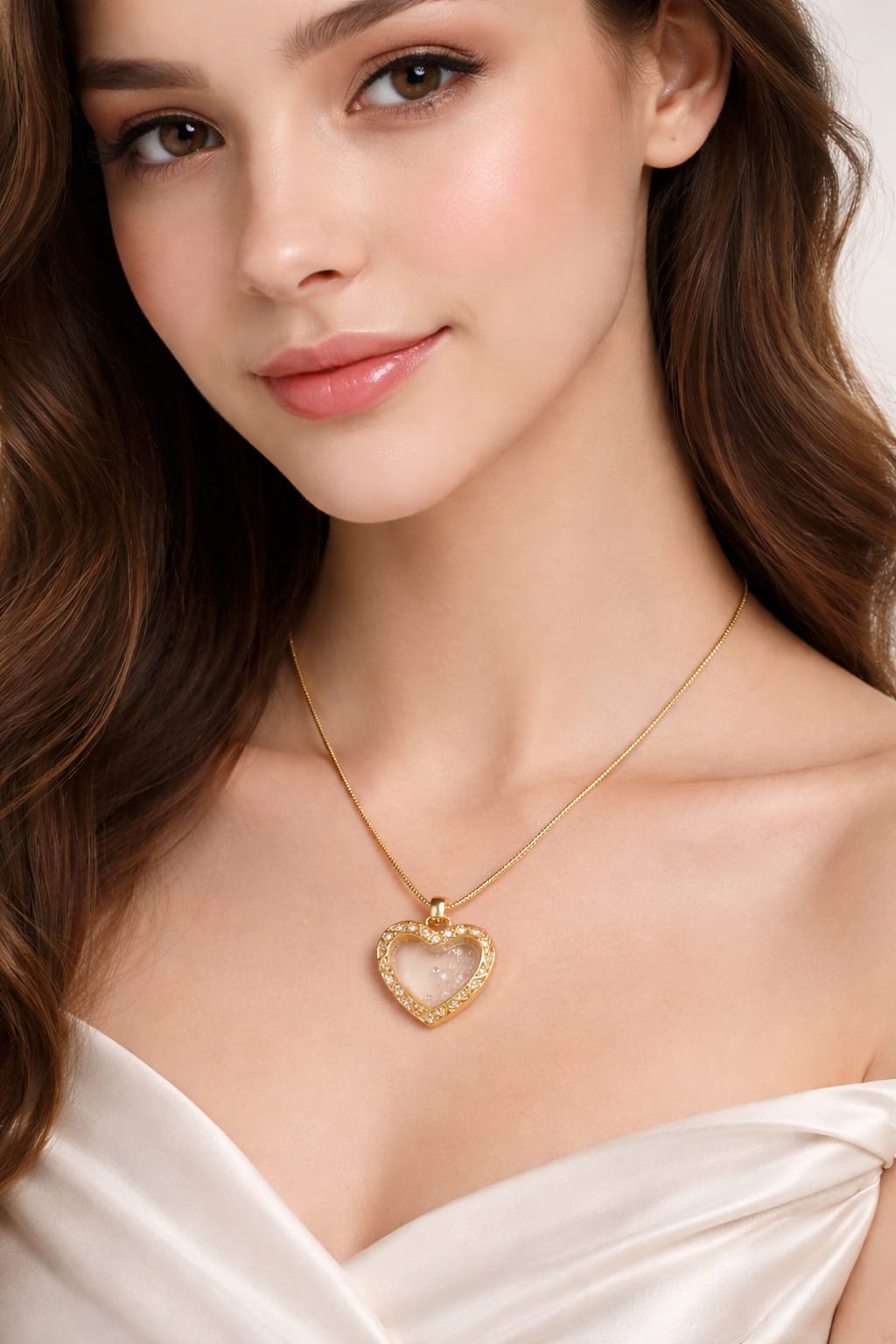 Anti-Tarnish Gold Heart Pendant Necklace for Women – Crystal Charm Snake Chain Necklace