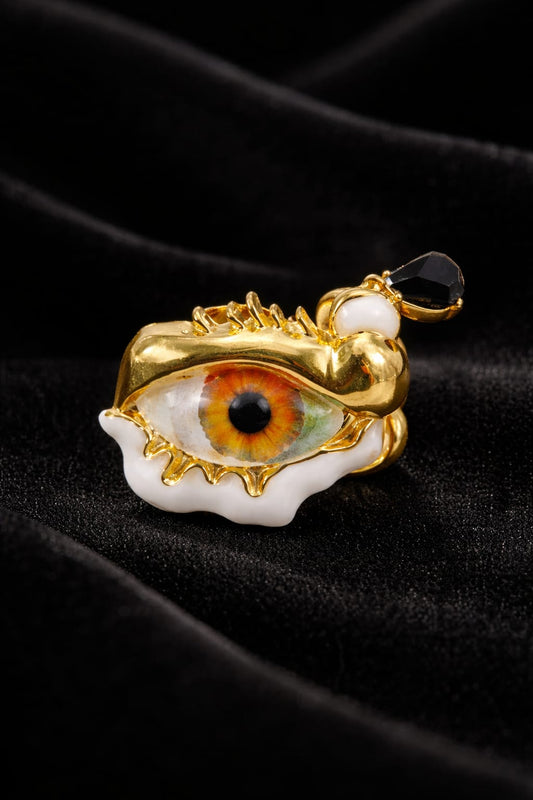 Evil Eye Adjustable Statement Ring for Women | Anti-Tarnish Gold Designer Cocktail Ring