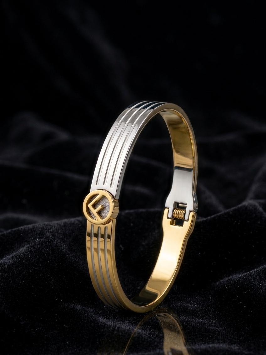 Dual Tone Designer Kada Bracelet for Women – Openable Anti Tarnish Gold & Silver Cuff