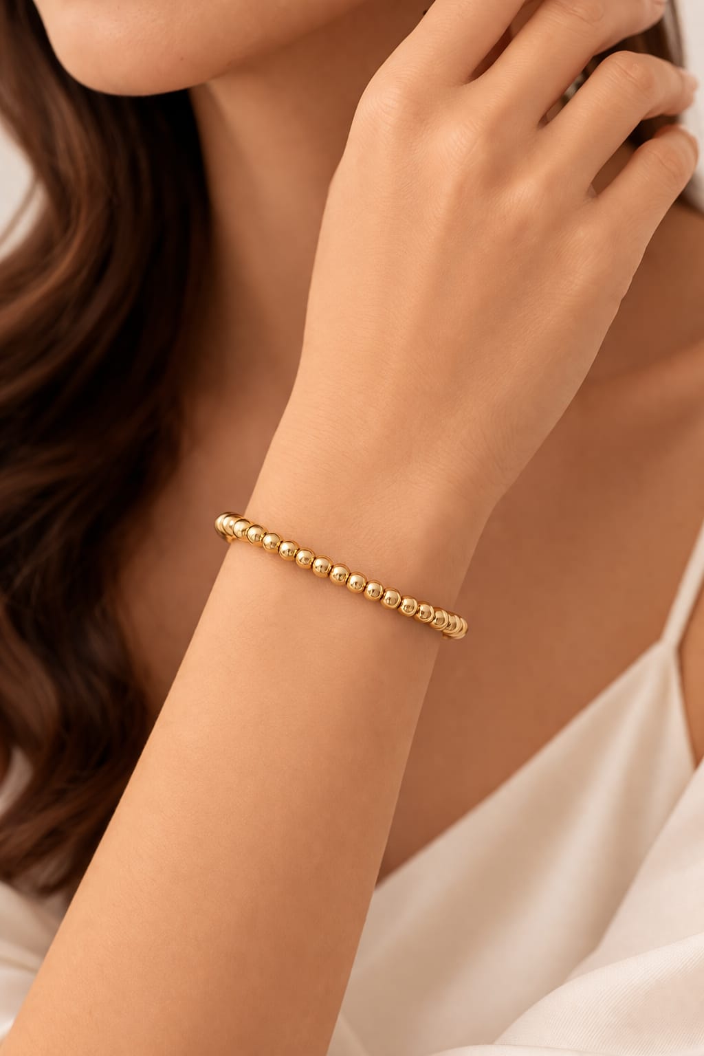 Gold Beaded Openable Bracelet for Women | Anti-Tarnish Minimal Ball Kada