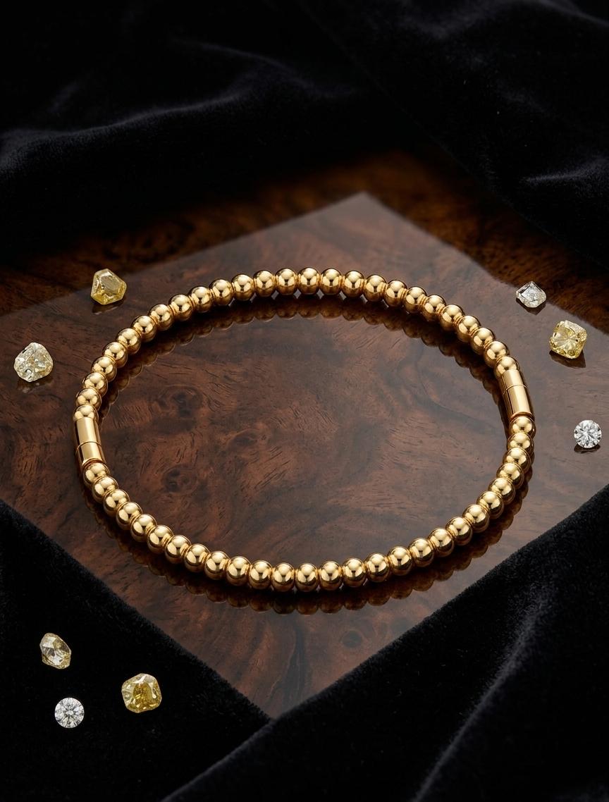 Gold Beaded Openable Bracelet for Women | Anti-Tarnish Minimal Ball Kada