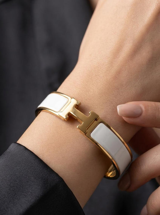 White Enamel Gold-Plated Openable Bracelet for Women | Anti-Tarnish Luxury Kada