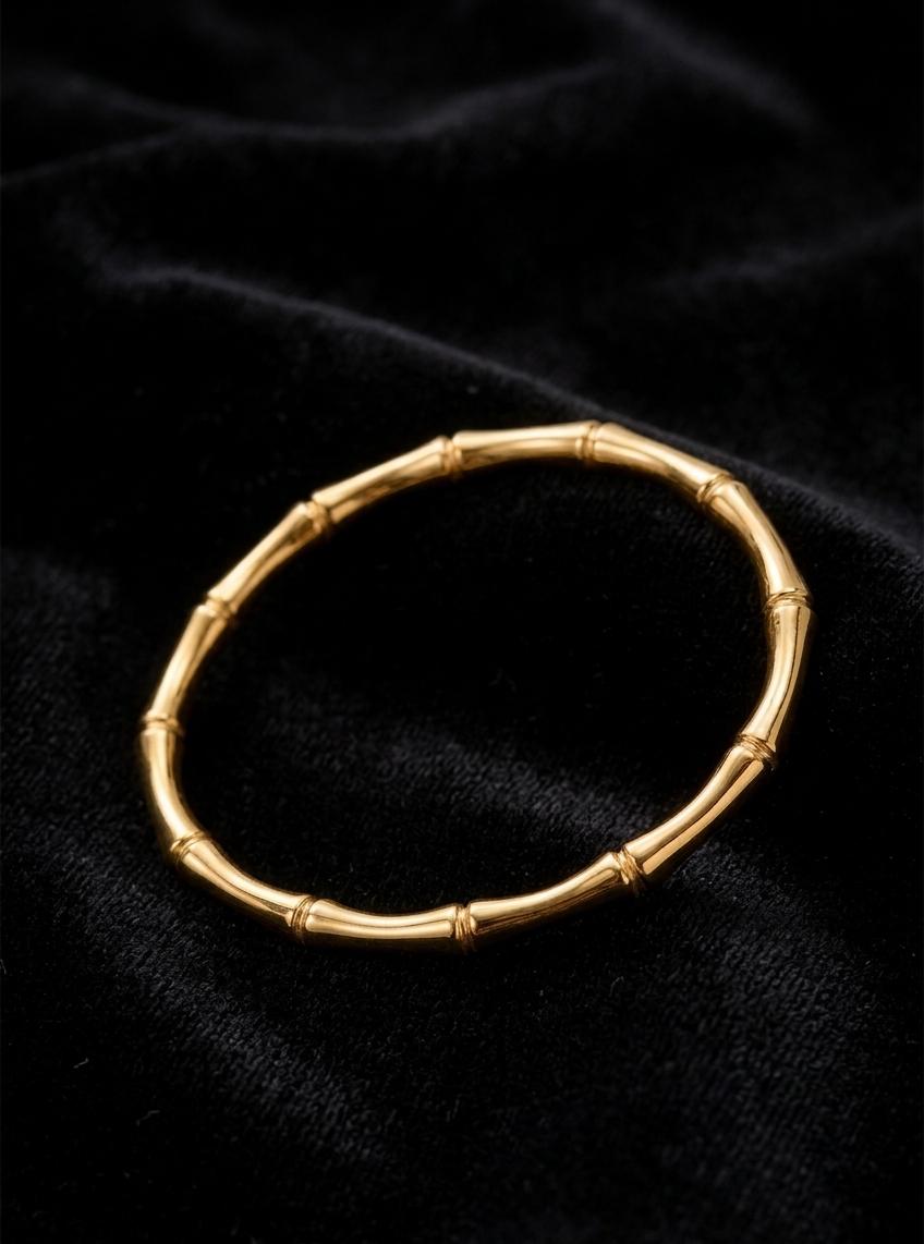 Gold Bamboo Design Openable Bracelet for Women | Anti-Tarnish Sleek Kada