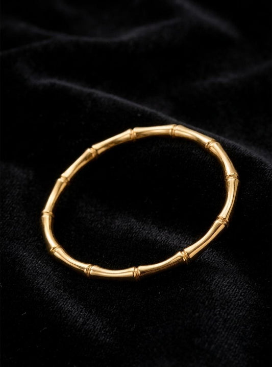 Gold Bamboo Design Openable Bracelet for Women | Anti-Tarnish Sleek Kada