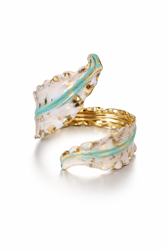 Abstract Enamel Gold-Plated Adjustable Cuff Bracelet for Women | Artistic Statement Bracelet