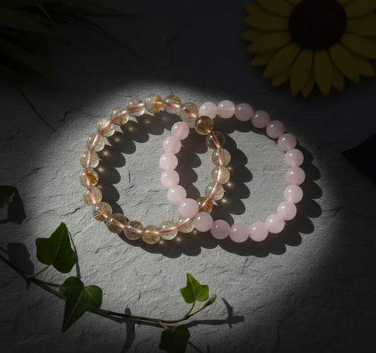 Twin Flame Combo - Citrine & Rose Quartz