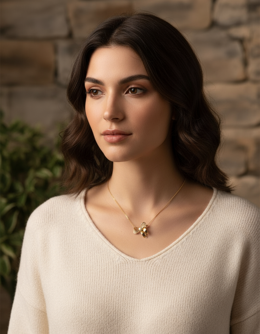 Radiant Bow Pearl and Diamond Necklace
